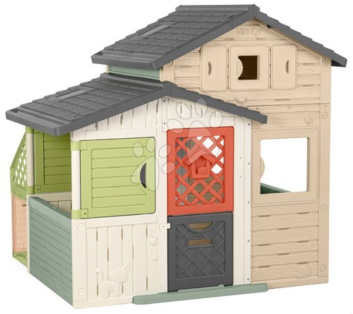 de 3 à 6 ans - Maison des Amis écologique avec coin salon de jardin dans des tons naturels Friends House Evo Playhouse Green Smoby_1