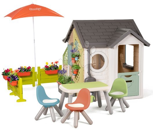 Sets vom Hersteller Smoby | Seite 2 - Gartenhaus für Gärtner mit Sitzgelegenheit unter dem Sonnenschirm Garden House Life Smoby