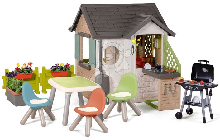 Spielhaus-Sets für Kinder - Gartenhaus für Gärtner mit Grill im Restaurant Garden House Life Smoby