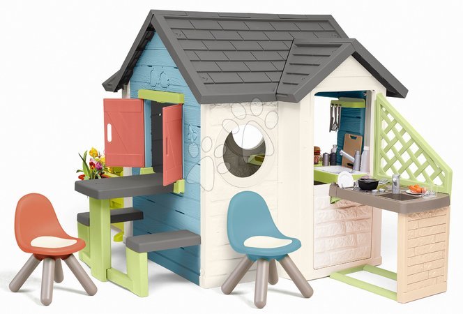Plastikspielhäuser für Kinder | Seite 6 - Spielhaus mit Gartenrestaurant und Sitzgelegenheiten Chef House Life Smoby_1