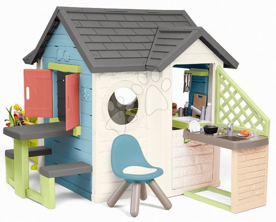 Plastikspielhäuser für Kinder | Seite 6 - Spielhaus mit Laden und Restaurant mit Zaun Chef House Life Smoby_1
