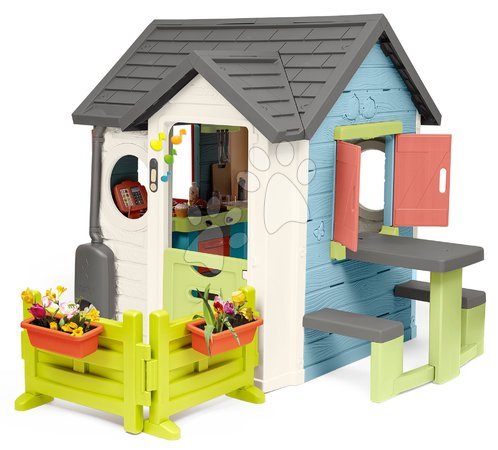 Plastikspielhäuser für Kinder | Seite 6 - Spielhaus mit Restaurant und Geschäft mit Vorgarten Chef House Life Smoby