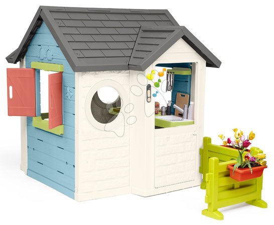 Plastikspielhäuser für Kinder | Seite 6 - Spielhaus mit Restaurant und Geschäft mit lebendigem Zaun Chef House Life Smoby_1