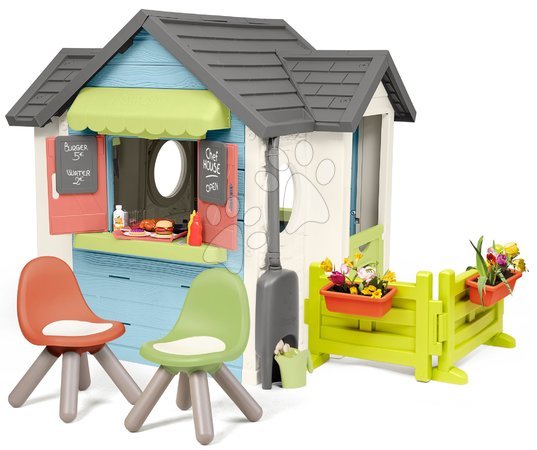 Plastikspielhäuser für Kinder | Seite 6 - Spielhaus mit Restaurant und Geschäft mit Stühlen Chef House Life Smoby