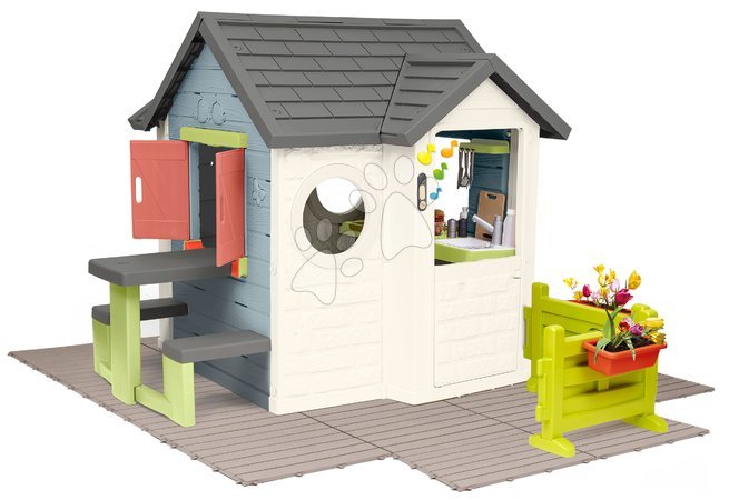 Plastikspielhäuser für Kinder | Seite 6 - Spielhaus mit Restaurant und Geschäft mit Garten Chef House Life Smoby