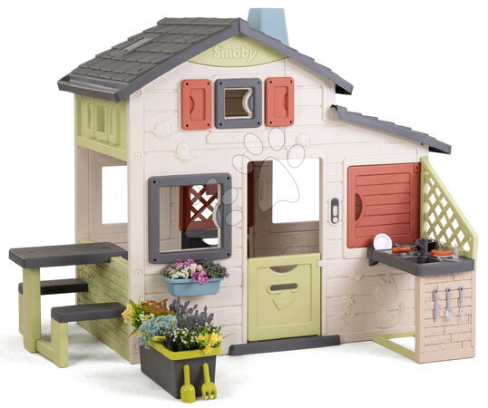 Smoby - Maison des amis avec grand jardin de fleurs Friends House Life Smoby