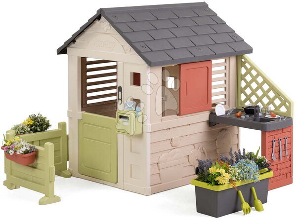 Smoby - Domček so záhradným plotom Nature Playhouse&Kitchen Life Smoby