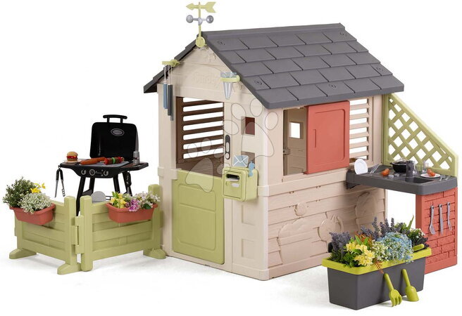 Smoby - Maison avec gril dans le jardin Nature Playhouse&Kitchen Life Smoby