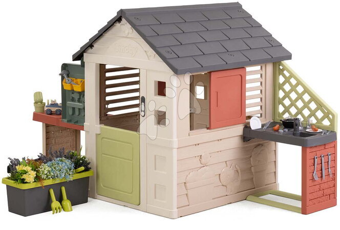 Smoby - Domček s kvetináčom pri dielni Nature Playhouse&Kitchen Life Smoby