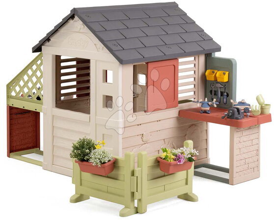 Smoby - Domček so záhradkou za dielňou Nature Playhouse&Kitchen Life Smoby
