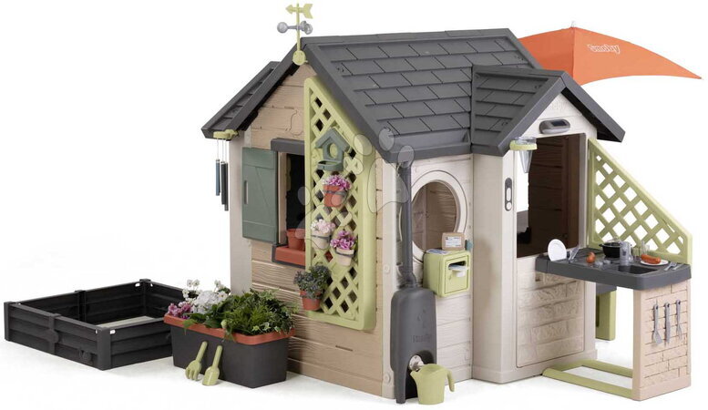  - Havestue med siddeplads under solskærm Garden House Life Smoby