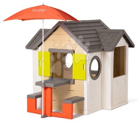 Kerti játszóházak - Házikó My House Smoby piknik asztallal és napernyővel_1
