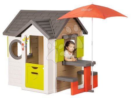 Kerti játszóházak - Házikó My House Smoby piknik asztallal és napernyővel