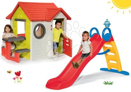 Căsuțe și tobogan pentru grădină - Set căsuţă My Neo House DeLuxe Smoby - 60