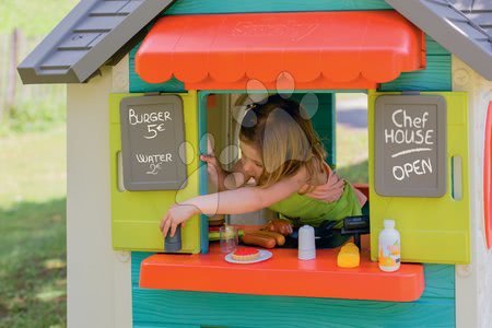 Kerti játszóházak - Házikó kerti büfével Chef House Smoby pénztárgéppel felszerelt konyhácskával és bolttal 38 kiegészítővel 2 évtől_1