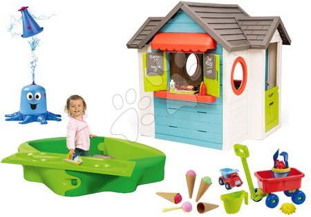 Igračke za djecu od 2 do 3 godine - Set kućica s vrtnim restoranom Chef House DeLuxe Smoby i pješčanik s prskavom hobotnicom te kolica sa sladoledom