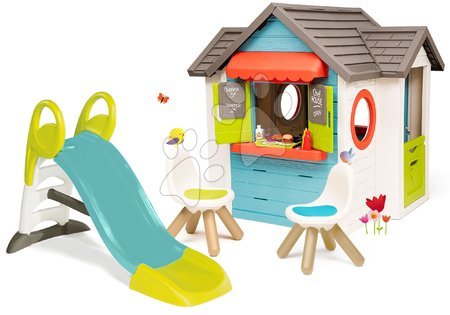 Detský domček so šmýkačkou - Set domček so záhradnou reštauráciou Chef House DeLuxe Smoby