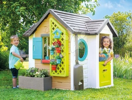 Asamblează-ți jucăriile după placul tău - Găsuță pentru grădinar Garden House Smoby cu ghivece de flori extensibilă cu burlan, grilaj cu căsuță pentru păsări 135 cm înălțime și filtru anti UV_1