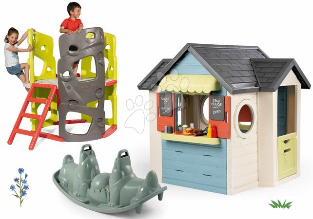 Къщи с пързалка - Set domček s reštauráciou a preliezačka s lezeckými stenami Chef House Life Smoby