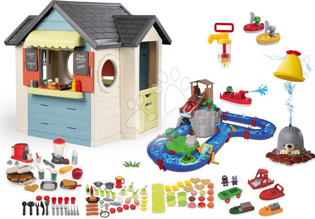 Къщички с водна пързалка - Set domček s reštauráciou a vodnou dráhou Chef House Life Smoby