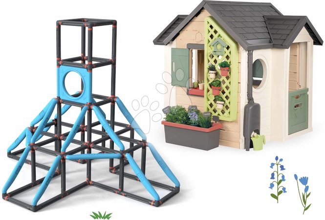Smoby - Szett házikó kertész részére 4-emeletes mászókával Giant Kraxxl Garden House Smoby