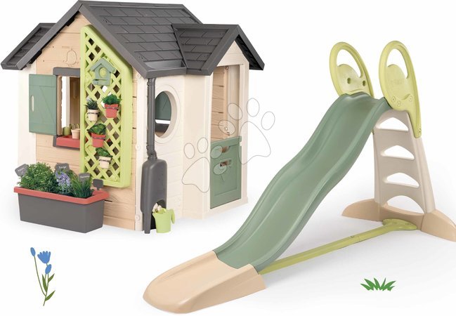 Smoby - Szett házikó kertész részére XL 2,3 m nedvesíthető csúszdával Garden House Smoby