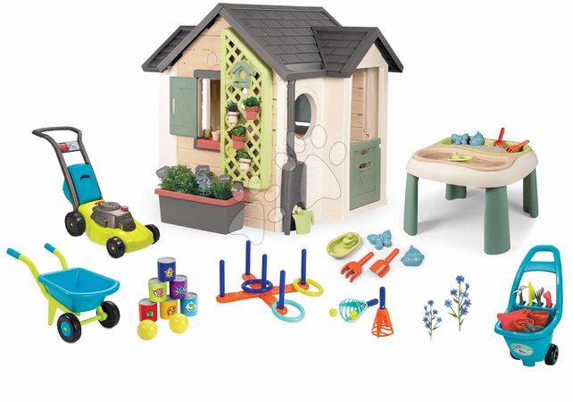 Spielhäuser mit Werkzeug - Set Spielhaus für Gärtner und Tisch mit Wasserspiel Garden House Smoby