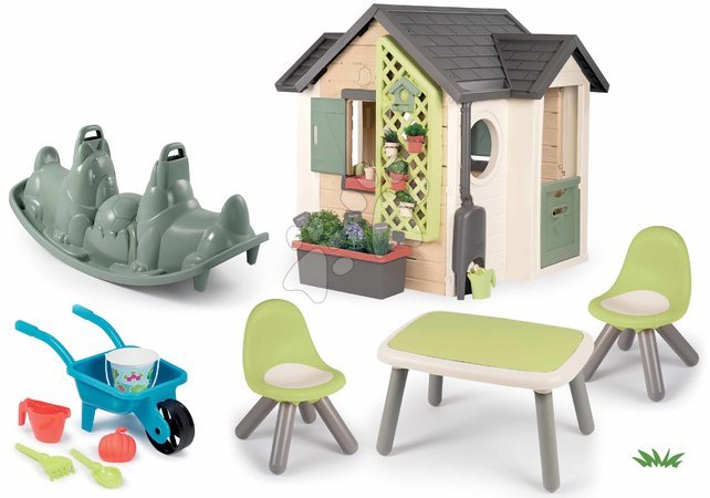 Spielhäuser mit Werkzeug - Set Spielhaus für den Gärtner:  und Tisch KidTable Garden House Smoby