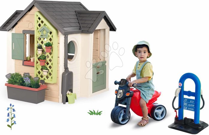 Spielhäuser Sets | Seite 2 - Set Spielhaus für Gärtner mit Sportrutschfahrzeug mit Sound Garden House Smoby