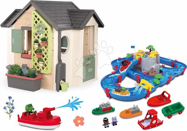 Ab 2 bis 3 Jahren - Set Spielhaus für den Gärtner mit Wasserstraße und Höhle Garden House Smoby