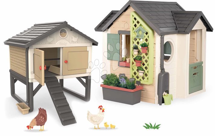 Smoby - Szett házikó kertész részére tyúkóllal 5 csirkének Garden House Smoby