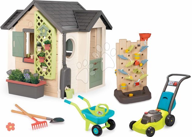 Smoby - Szett házikó kertész részére vizes játszófallal Garden House Smoby