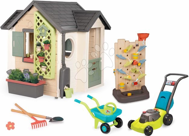 Domki z narzędziami - Zestaw domek ogrodowy dla ogrodnika z aktywną ścianą wodną Garden House Smoby