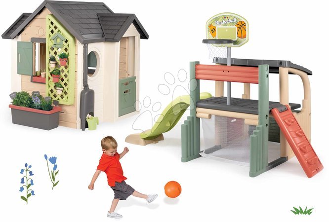 Smoby - Szett házikó kertész részére sport központtal és 1,5 m csúszdával Garden House Smoby