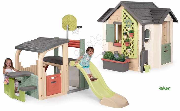 Ab 2 bis 3 Jahren - Set Spielhaus für Gärtner mit Sportzentrum und 1,5 m Rutsche Garden House Smoby