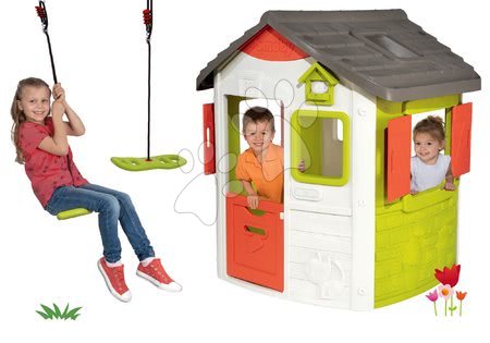 Spielhäuser mit Schaukel - Set Häuschen Neo Jura Lodge Smoby mit zwei Türen