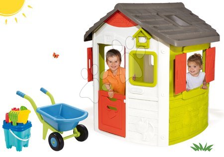 Domki dla dzieci - Set domek Neo Jura Lodge Smoby oraz taczki z zestawem wiader od 24 mies.