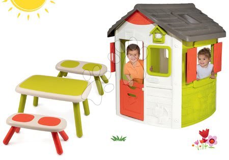 Kerti játszóházak bútorral  - Szett házikó Neo Jura Lodge Smoby két ajtós - 45