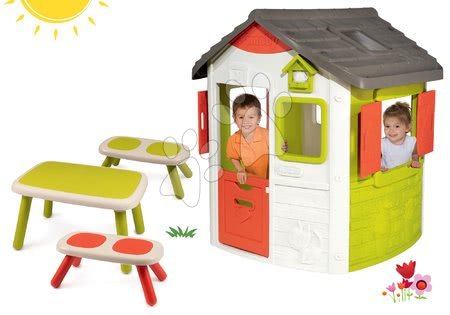 Kerti játszóházak bútorral  - Szett házikó Neo Jura Lodge Smoby két ajtós - 46