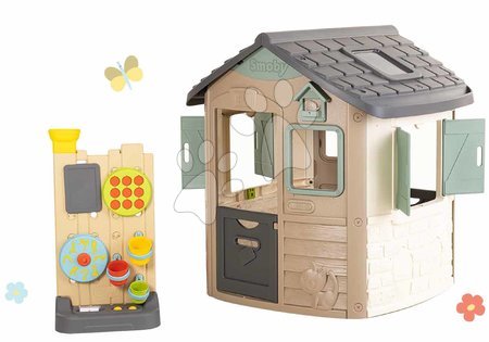 Hračky pro děti od 2 do 3 let - Set domeček ekologický Neo Jura Lodge Playhouse a hrací stěna Green Smoby