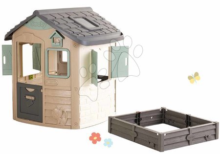 Spielhäuser mit Sandkasten - Set ökologisches Spielhaus Neo Jura Lodge Playhouse und multifunktioneller Sandkasten Green Smoby