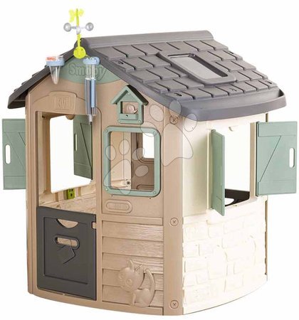 Domki dla dzieci - Zestaw domek ekologiczny Neo Jura Lodge Playhouse i stację meteorologiczną Green Smoby - 1
