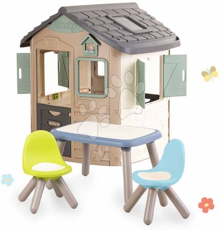 Spielhäuser mit Möbeln - Set ökologisches Spielhaus Neo Jura Lodge Playhouse Green Smoby
