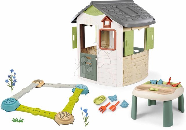 De 2 a 3 años - Set de casa ecológica y pista de aventuras Adventure Neo Jura Lodge Playhouse Green Smoby