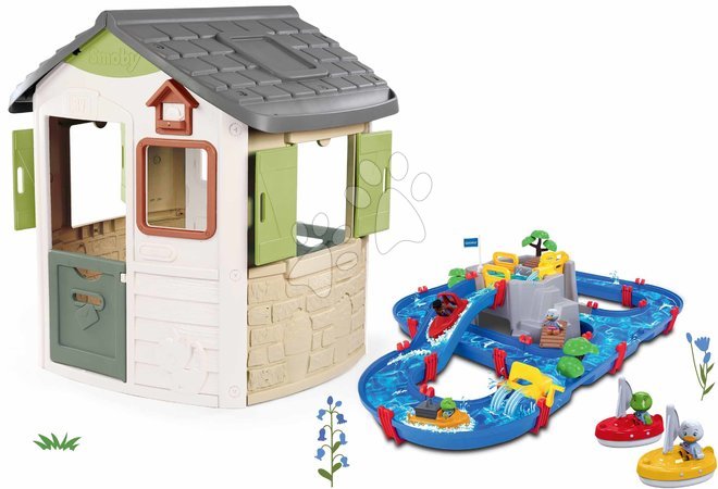 de 2 à 3 ans - Set maison écologique avec circuit d'eau et grotte Neo Jura Lodge Playhouse Green Smoby