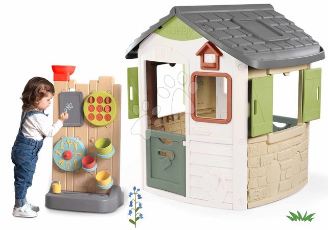de la 2 până la 3 ani - Set căsuță și perete de joacă cu 6 activități Life Jura Lodge Smoby