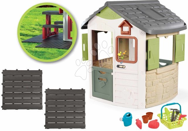 Kleine Spielhäuser für Kinder vom Hersteller Smoby | Seite 4 - Set Spielhaus ökologisch mit Grasboden Neo Jura Lodge Playhouse Grün Smoby