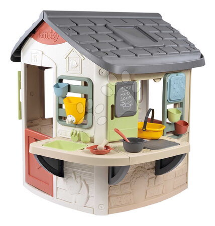 Cabanes pour enfants | Page 5 - Cabane avec plan de travail pour le jardinier avec 16 accessoires, Mud Cooking House Life Smoby