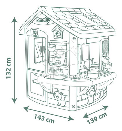 Cabanes pour enfants - Cabane avec plan de travail pour le jardinier avec 16 accessoires, Mud Cooking House Life Smoby - 5