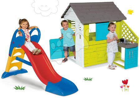 Domki ze zjeżdżalnią - Zestaw domku Pretty Blue Smoby - 18